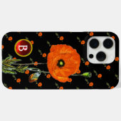 POPPY IN BLACK RED RUBY GEMSTONE MONOGRAM Case-Mate iPhone CASE (Achterkant (horizontaal))