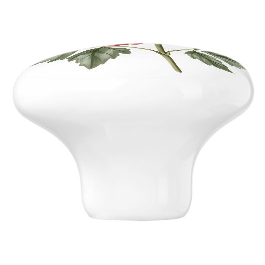 Poppy in het rood-wit Gingham Keramische Knop (Zijkant)