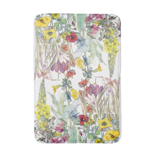  Poppy Iris Crocus Foxglove Floral Bath Mat (Voorkant Verticaal)