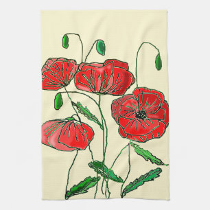 Poppy keukenhanddoek Poppies - Kies kleur