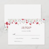 Poppy & Lavender Watercolor Floral Wedding RSVP (Devant / Derrière)