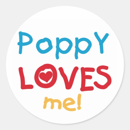 Poppy Loves Me T-shirts en geschenken Ronde Sticker (Voorkant)