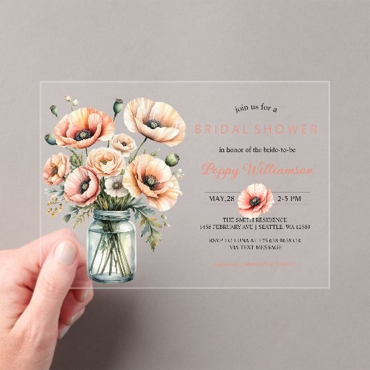 POPPY Mason Jar Bridal Shower Invitation  (In situ (ordinateur de poche))