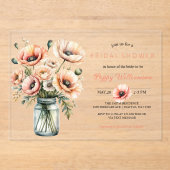 POPPY Mason Jar Bridal Shower Invitation  (Recto)