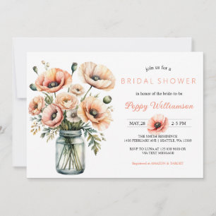 POPPY Mason Jar Bruids Douche Uitnodiging