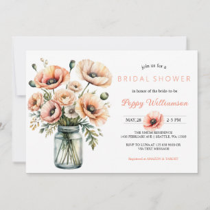 POPPY Mason Jar Bruids Douche Uitnodiging