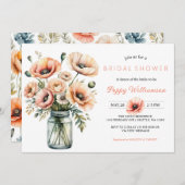 POPPY Mason Jar Invitation de la nuptiale de douch (Devant / Derrière)