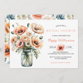 POPPY Mason Jar Invitation de la nuptiale de douch (Devant / Derrière)