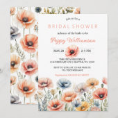POPPY Mason Jar Invitation de la nuptiale de douch (Devant / Derrière)