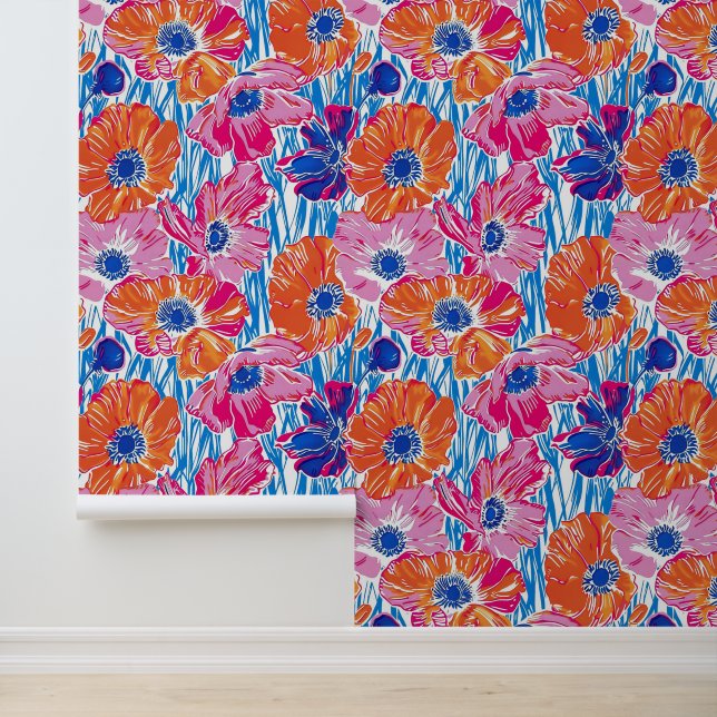 Poppy Meadow Schets Behang (Applicatie)