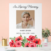 Poppy Memorial Photo Funeral Acrylic Sign (Mariage)