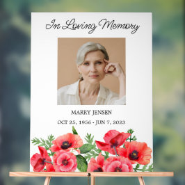 Poppy Memorial Photo Funeral Acrylic Sign Acryl Bord