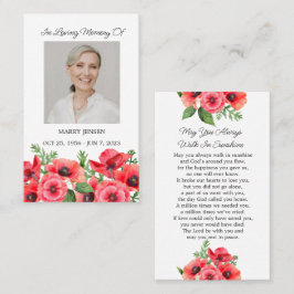 Poppy Memorial Photo Funeral Prayer Card Visitekaartje