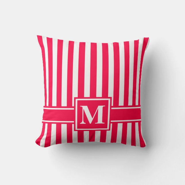 Poppy Modern Stripe met Monogram Kussen (Voorkant)