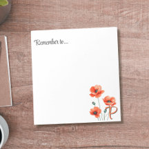  Poppy Monogram Wildflower Notitieblok