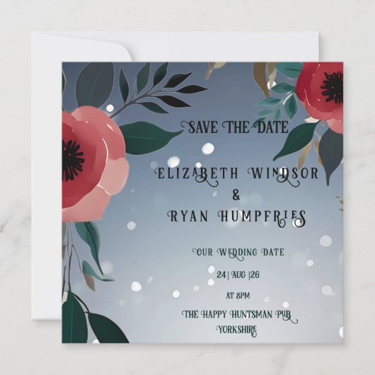 "Poppy of Love" Huwelijksuitnodiging Collectie Save The Date (Voorkant)