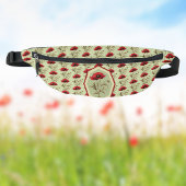Poppy Pattern Red Sage Green with Floral Medallion