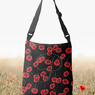Poppy Pattern Rood en Zwart Crossbody Bag Tas