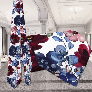 Poppy & Pioenrood Wit & Blauw Bruiloft Stropdas