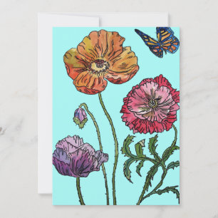 Poppy Poppies Art Waterverf Birthday Uitnodiging