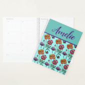 Poppy Poppies Red Shabby Chic Aqua Floral Flowers Planner (Display)
