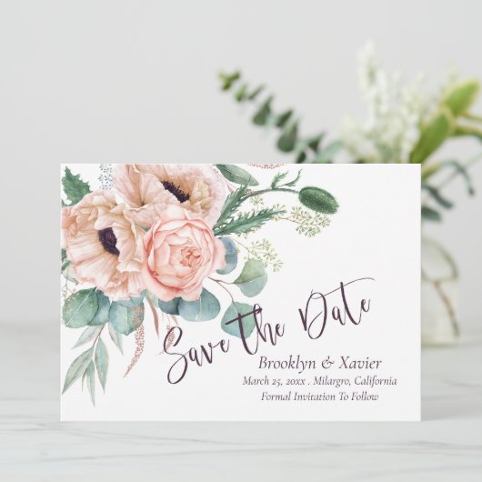 Poppy Radiance Sla de datum op Save The Date (Staand voorkant)