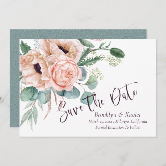 Poppy Radiance Sla de datum op Save The Date (Voorkant / Achterkant)