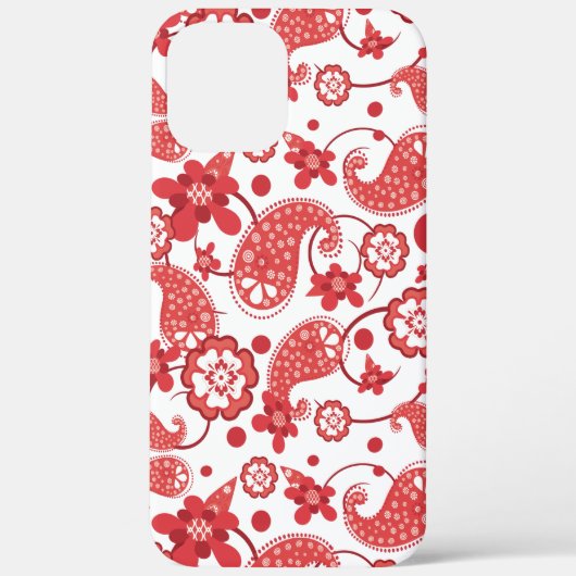 Poppy Red | White Chic Paisley Pattern Case-Mate iPhone Case (Achterkant)