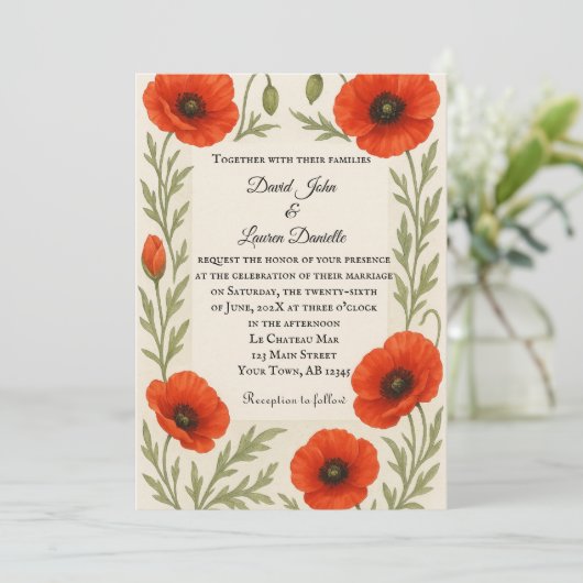 Poppy Reverie Photo Wedding Invitation (Debout devant)
