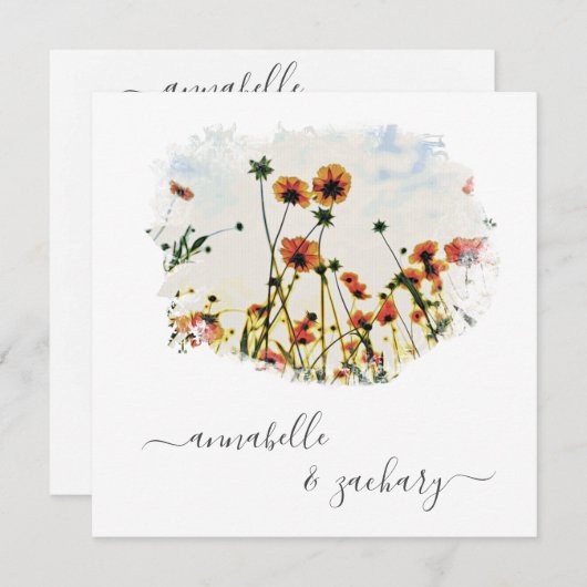 *~* POPPY RSVP -  QR-code AR9 Bloemen Uitnodiging (Voorkant / Achterkant)