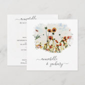 ** POPPY RSVP - QR code AR9 Floral Wedding Kaart (Voorkant / Achterkant)