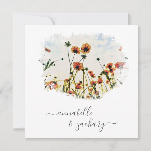** POPPY RSVP - QR code AR9 Floral Wedding Kaart (Voorkant)