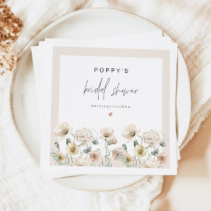 POPPY Rustieke Pastel Wilde Bloemen Bruidsdouche Servet