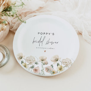 POPPY Rustieke Pastelkleurige Wilde Bloemen Bruids Papieren Bordje