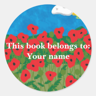 Poppy veld, Dit boek behoort tot: Jouw naam Ronde Sticker