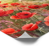 Poppy veld in een landelijk landschap poster (Hoek)