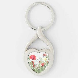 Poppy veld Natuur bloeit bloemen Sleutelhanger