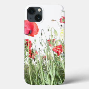 Poppy velden bloemen Zon Natuur bloeit Hart iPhone 13 Hoesje