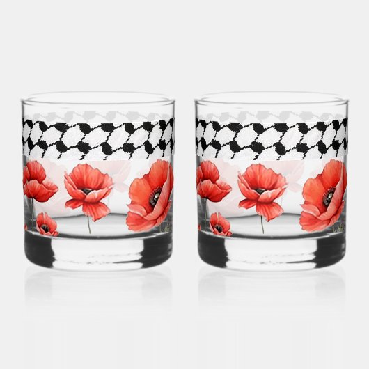 Poppy w/Palestinian Hattah Whiskey Glazen Set (Voorkant)