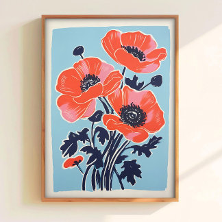 Poppy Wall Art Poppy Print Download Red Poppy Post