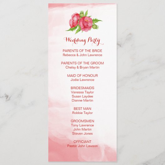 Poppy Waterverf Trouwprogramma's Programma (Achterkant)