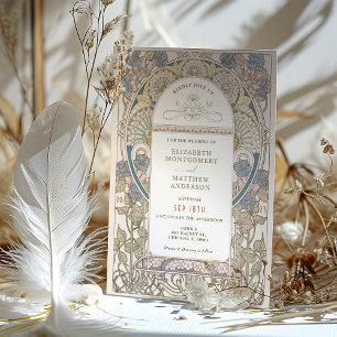 Poppy Wedding Invitations Art Nouveau door Mucha Kaart