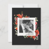 Poppy Wildbloemen Donkere bruiloft foto sparen de  Save The Date (Voorkant)