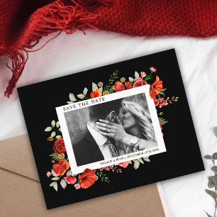 Poppy Wildbloemen Donkere bruiloft foto sparen de  Save The Date
