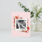 Poppy Wildflower Roze trouwfoto Save The Date (Staand voorkant)
