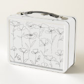 Poppy Wildflower Zwart-wit Minimal Floral (Achterkant)