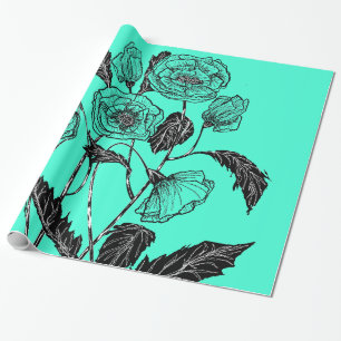 Poppy Wrapping Paper Turquoise - Kies uw kleur Cadeaupapier