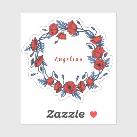 Poppy Wreath Floral Sticker (Vel)