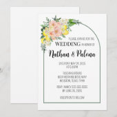 Poppy Yellow Lemon & Pink bruiloft uitnodiging (Voorkant / Achterkant)