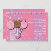 Pops de gâteaux rose et violet Invitations de fête (Devant / Derrière)